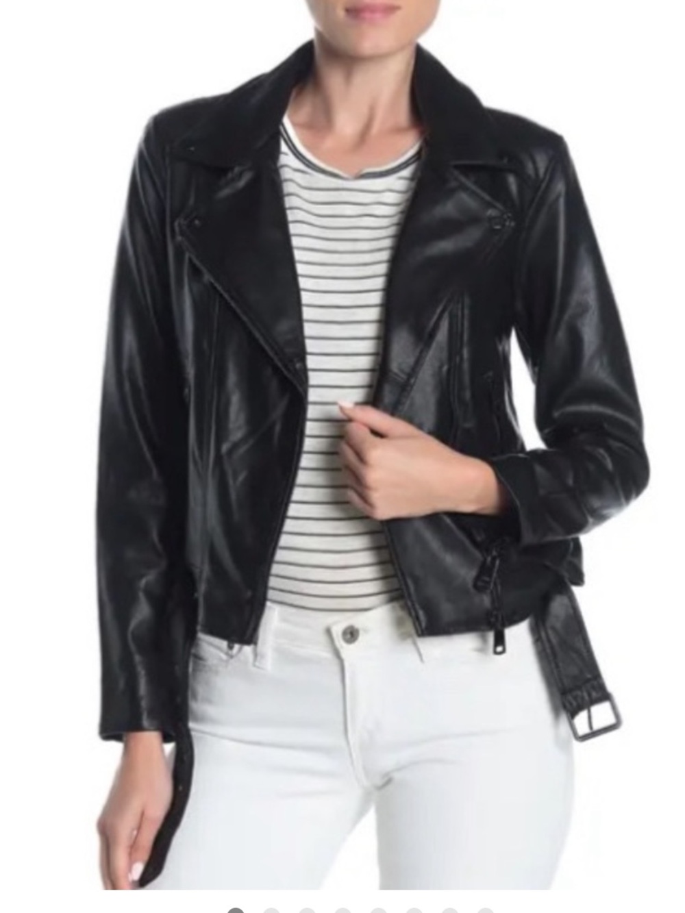 Elodie belted Black Leather Jacket